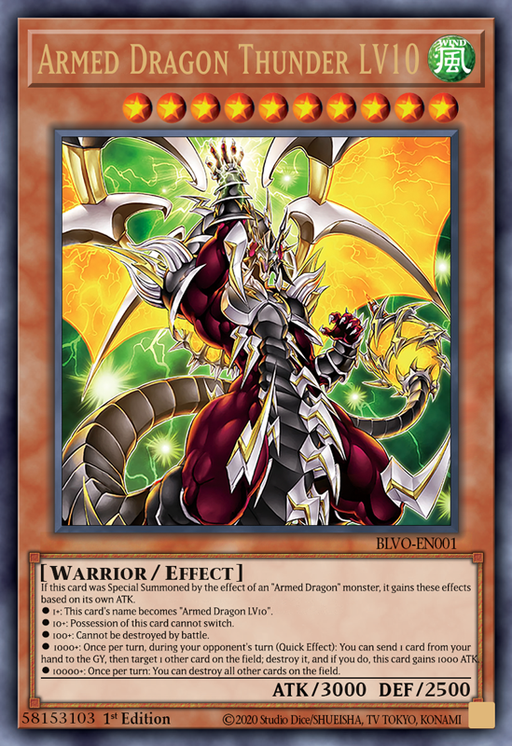 Yugioh Armed Dragon Thunder LV10 / Secret - BLVO-EN001 - 1st