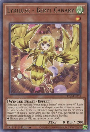 Yugioh! Lyrilusc - Beryl Canary / Rare - LED8-EN035 - 1st