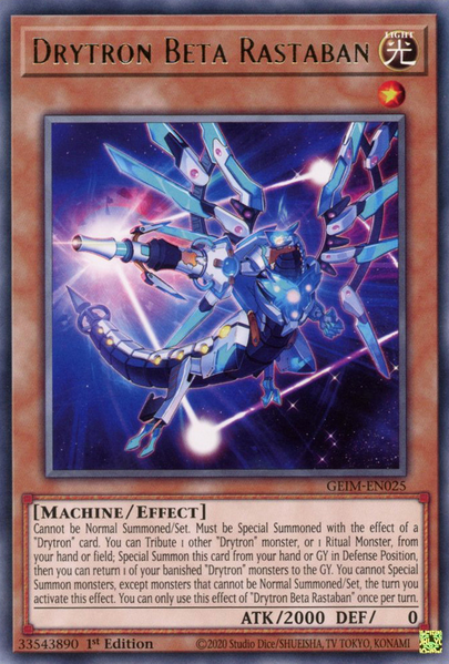 Yugioh Drytron Beta Rastaban / Rare - GEIM-EN025 - 1st 