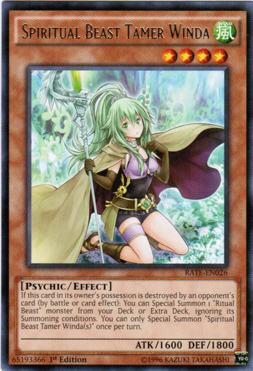 Yugioh Spiritual Beast Tamer Winda / Rare - RATE-EN026 - 1st