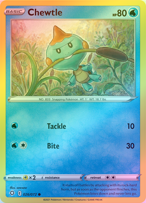 Pokemon Chewtle - 026/072 (Reverse Foil) - Shining Fates