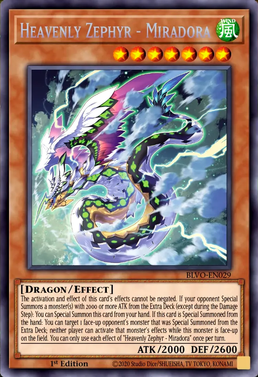 Yugioh Heavenly Zephyr - Miradora / Secret - BLVO-EN029 - 1st