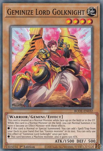 Yugioh! Geminize Lord Goldknight / Common - BODE-EN032 - 1st