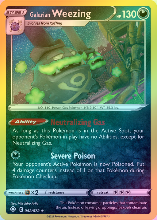 Pokemon Galarian Weezing - 042/072 (Reverse Foil) - Shining Fates