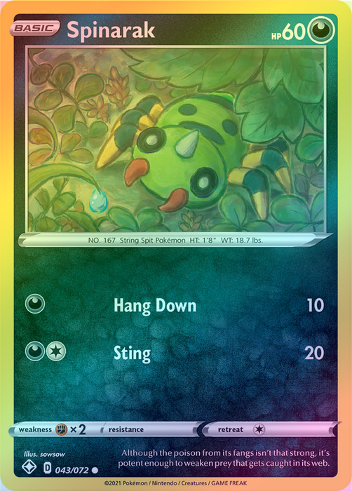Pokemon Spinarak - 043/072 (Reverse Foil) - Shining Fates