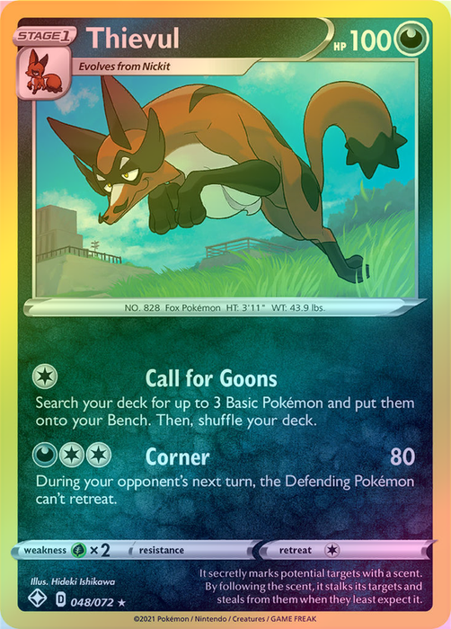 Pokemon Thievul - 048/072 (Reverse Foil) - Shining Fates