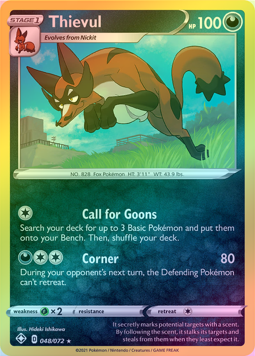 Pokemon Thievul - 048/072 (Reverse Foil) - Shining Fates