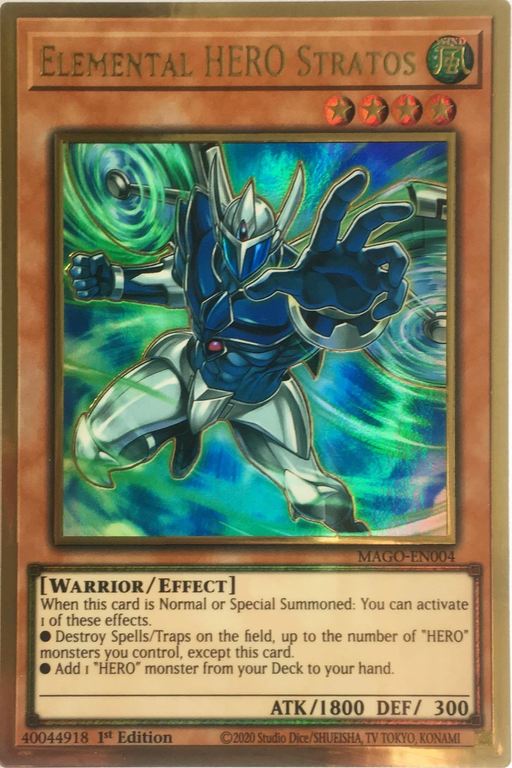 Yugioh Elemental HERO Stratos (alternate art) / Gold - MAGO-EN004 - 1st