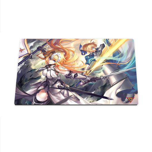 Japanese Anime Fate, Saber & Ruler 01 Large Custom Mouse Pad / Playmat - Durable Rubber 14" x 24" for TCG