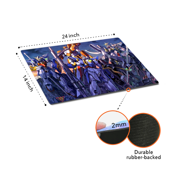 Japanese Anime Gundam Wing Large Custom Mouse Pad / Playmat - Durable Rubber 14" x 24" for TCG