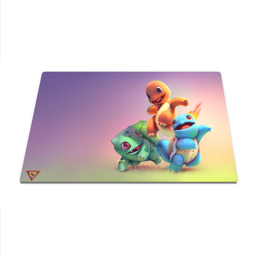 Kanto Starters 01 Custom Playmat/Giant Mouse Pad - Pokemon/TCG Cards Games - Durable Rubber 14" x 24" for TCG