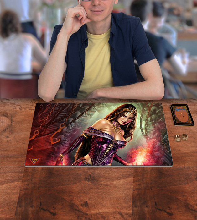 Liliana 01 Custom Board Game Playmat/ Mouse Pad - Durable Rubber 14" x 24" for MTG Magic The Gathering