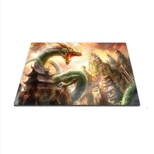 Japanese Anime Dragon at the Temples 01 Large Custom Mouse Pad / Playmat - Durable Rubber 14" x 24"