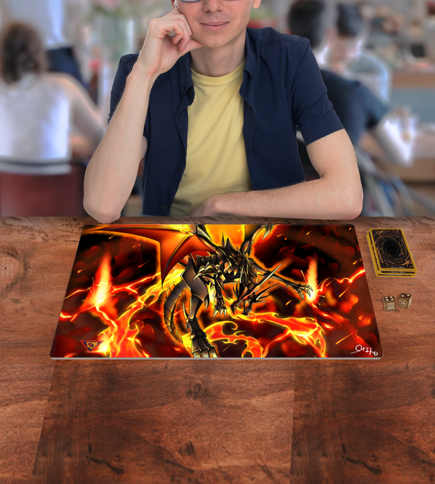 Red-Eyes B. Dragon 01 Custom Playmat/Giant Mouse Pad - Durable Rubber 14" x 24" for Yugioh! TCG