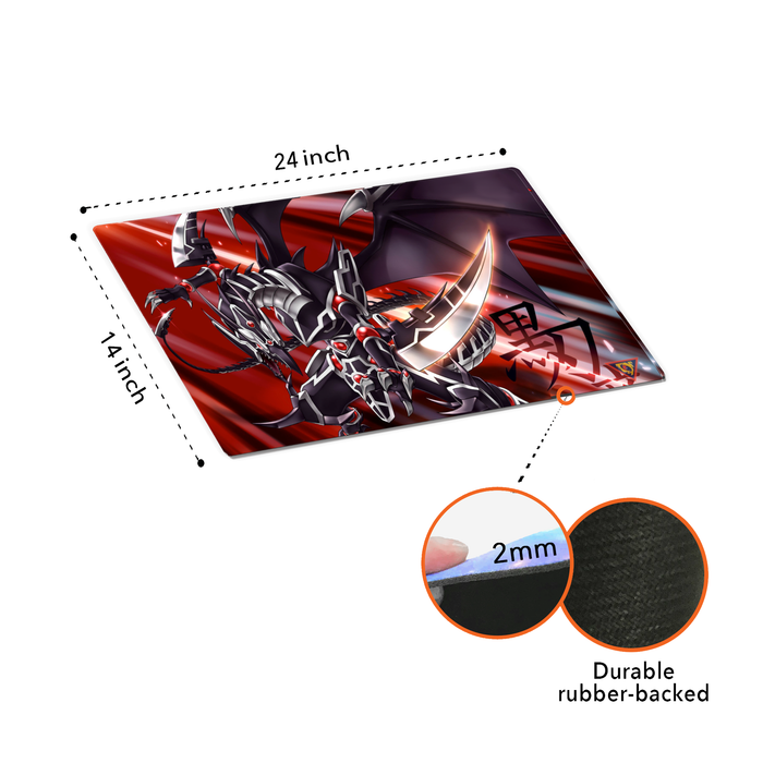 Red-Eyes Slash Dragon Custom Playmat/Giant Mouse Pad - Durable Rubber 14" x 24" for Yugioh! TCG