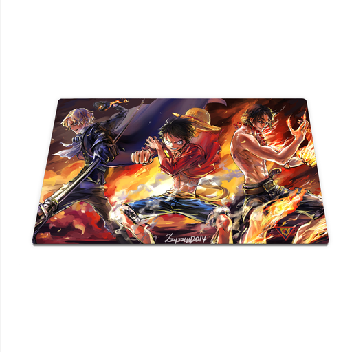 Japanese Anime The Sworn Brothers of One Piece Large Custom Mouse Pad / Playmat - Durable Rubber 14" x 24" for TCG