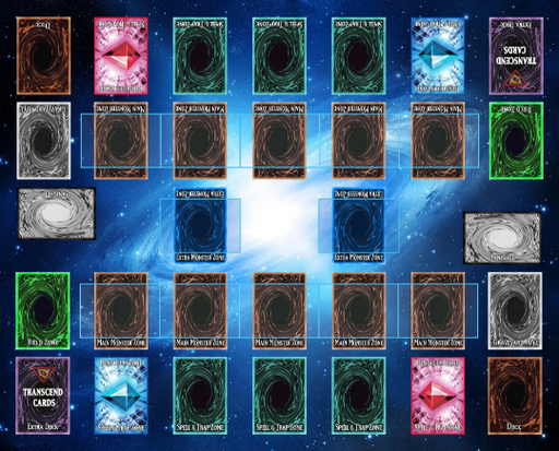2 Player Duel Link Zones Custom Playmat - Rubber Game Mat 53 cm x 63 cm (Blue Galaxy style) for Yugioh! TCG