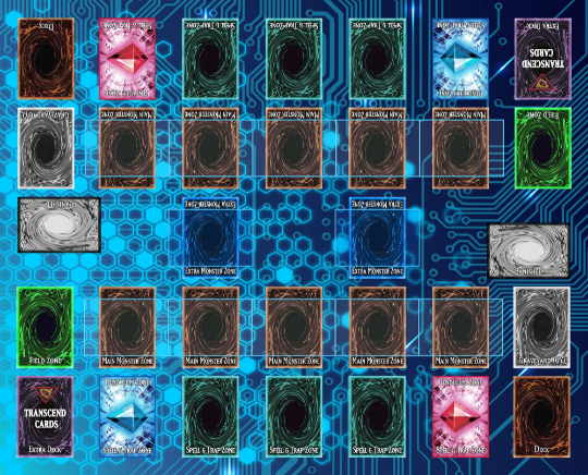 2 Player Duel Link Zones Custom Playmat - Rubber Game Mat 53 cm x 63 cm (Link style) for Yugioh! TCG